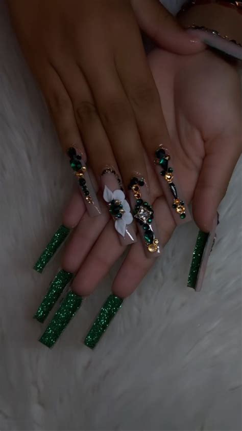 Dark Green Nails Classy Acrylic Nails Acrylic Nails Coffin Pink Long