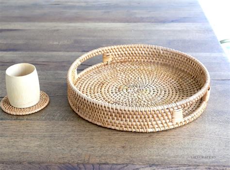 Vh Round Rattan Serving Tray Vietnam Handicraft Co Ltd