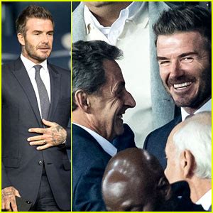 David Beckham Greets Former French President At Soccer Game In Paris