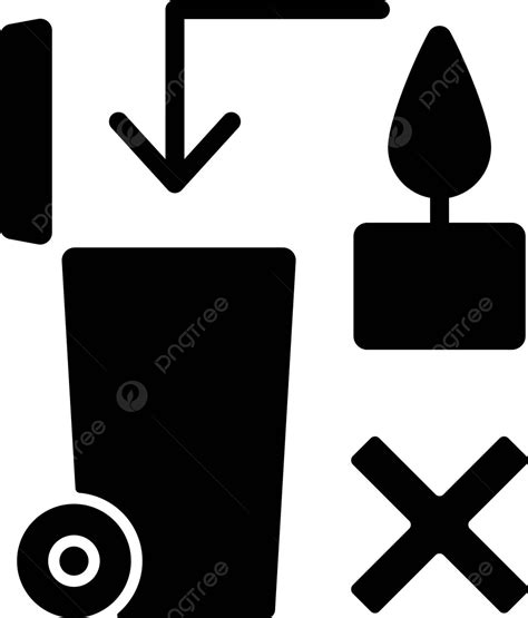 Black Glyph Manual Label Icon For Proper Disposal Of Hot Wax In Trash Bin Vector Danger