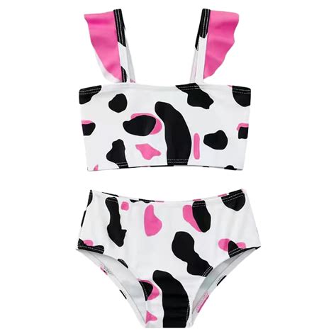 Baby Girl Swimsuit Sleeveless Cow Print Beach Bathing Suit Cute