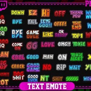 Twitch Text Emotes Package 58x Discord Youtube Streaming Cute Text Emotes Funny Kawaii Text ...