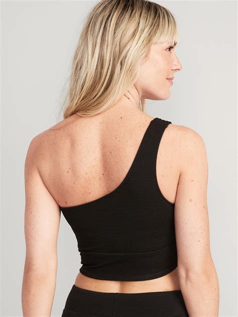 One Shoulder Pucker Longline Bikini Swim Top For Women Old Navy