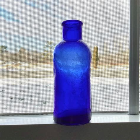 5 75 Cobalt Glass Bottle Antique Deep Blue Drugstore Etsy Old Glass