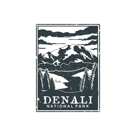 Premium Vector Denali National Park Vector Illustration In Stamp Style