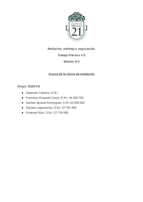 Trabajo Practico N Tpn Mediaci N Arbitraje Y