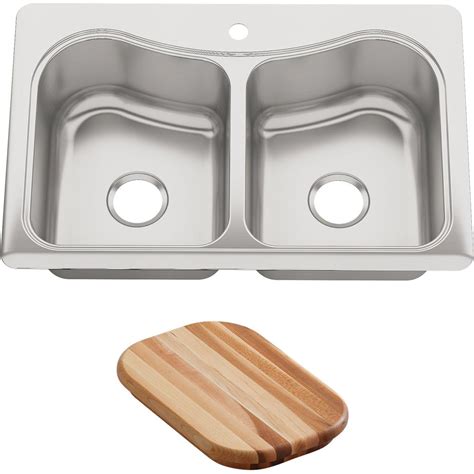 KOHLER Staccato Drop-In Stainless Steel 33 in. 1-Hole Double Bowl Kitchen Sink-K-3369-1-NA - The ...