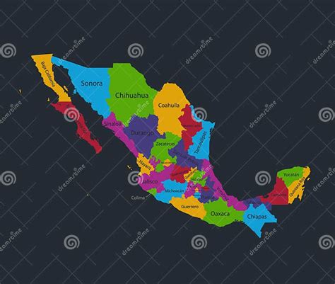 Mapa De Infografías De México Colores De Diseño Plano Con Nombres De