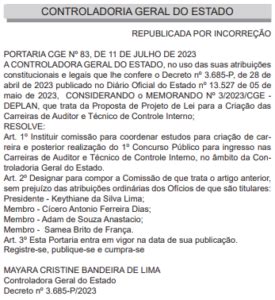 Concurso CGE AC comissão formada para Auditor e Técnico