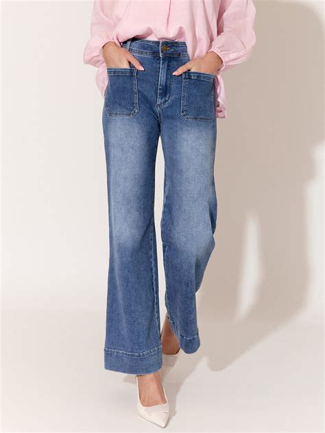 Adorne Patch Pocket Denim Jean Blue Florence Store