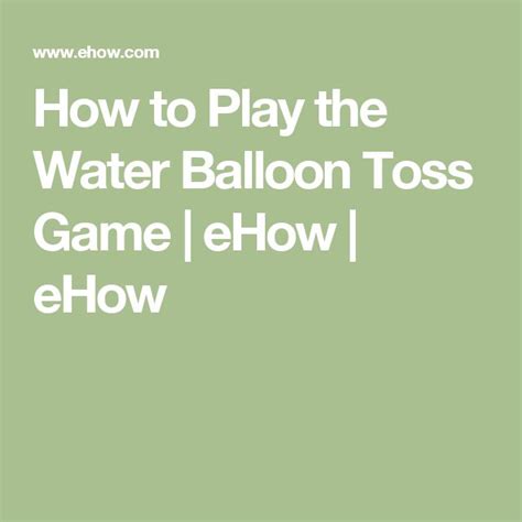 How To Play The Water Balloon Toss Game Eflow Flow Youtube