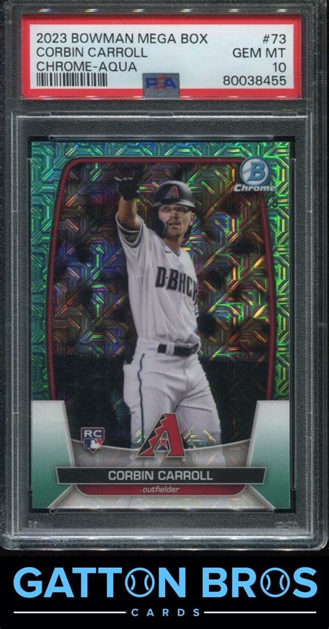 2023 Bowman Mega Box 73 Corbin Carroll Chrome Aqua PSA 10 GEM MINT