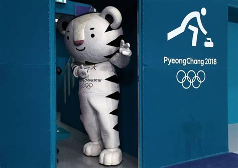 Official Mascot Soohorang Looks On In The Curling Mixed Doubles Round