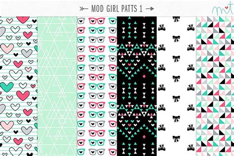 Mod Girl Digital Papers 1 Graphic By Miss Tiina Creative Fabrica