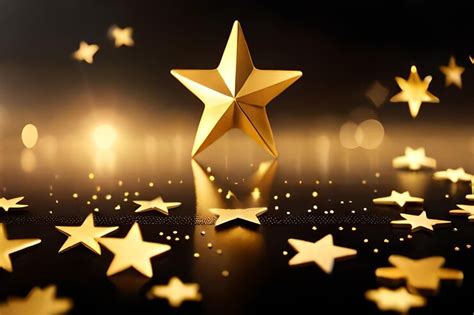 Premium Photo A Gold Star On A Black Background With Gold Stars On