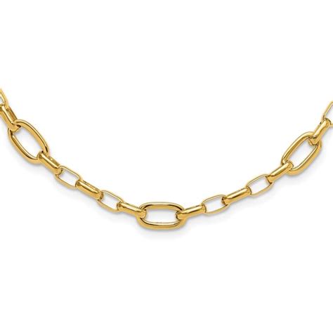 14k Yellow Gold Fancy Cable Link Necklace 18 In