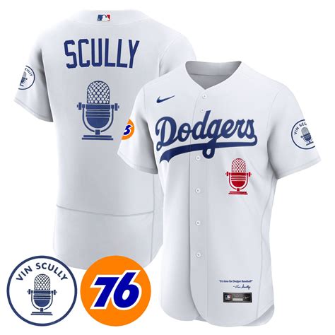 Men S Los Angeles Dodgers Vin Scully Patch Jersey All Stitched