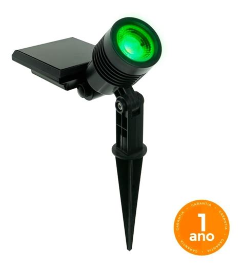 Luminária Solar Espeto De Jardim Spot Led Smd Verde Grama