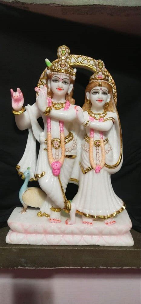 White Hindu Marble Radha Krishna Jugal Jodi Statue For Worship Size