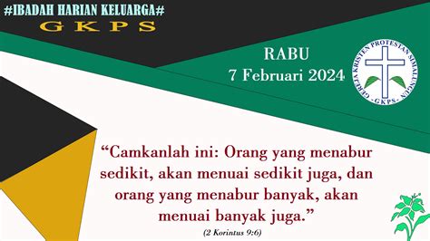 Ibadah Harian Keluarga Gkps Rabu 7 Februari 2024 Gkps