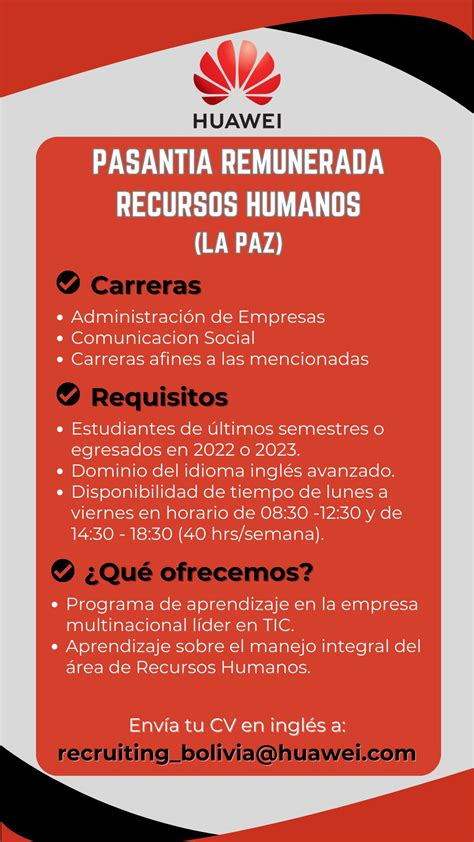 PASANTÍA REMUNERADA EN RECURSOS HUMANOS Trabajando Bolivia