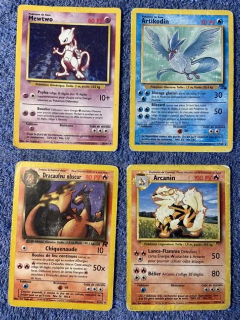 Lot Cartes Pok Mon Set Wizard Dracaufeu Mewtwo Ronflex Er Edition