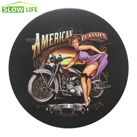 American Classics Motorcycle Round Metal Tin Sign Vintage Home Decor