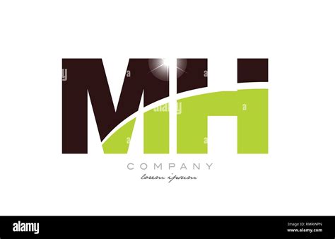 Letter Mh M H Alphabet Combination Logo Icon Design With Green And