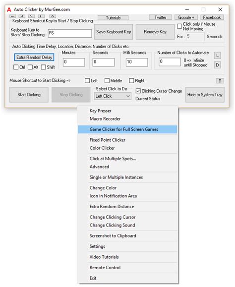 Start And Stop Automatic Mouse Clicking In Auto Clicker Software