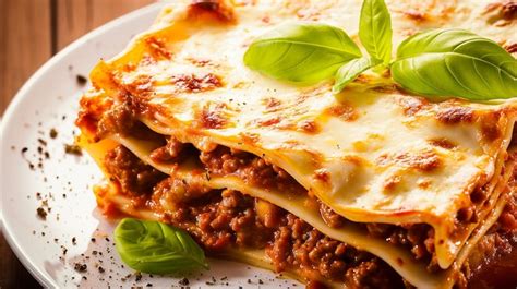 Premium Photo Traditional Lasagna With Bolognese Sauce Topped