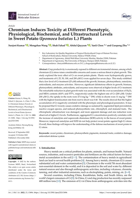 Pdf Chromium Induces Toxicity At Different Phenotypic Physiological