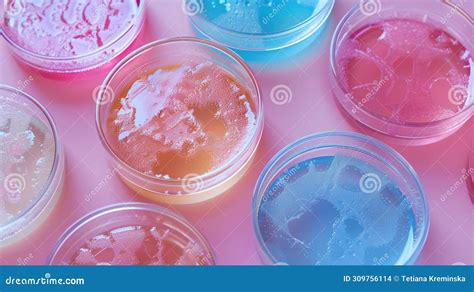 Abstract Laboratory Concept With Petri Dishes Containing Glowing