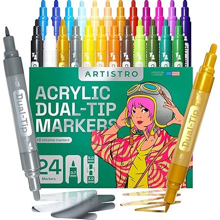 Artistro Acrylic Paint Pens Dual Tip Markers With Mirror Chrome