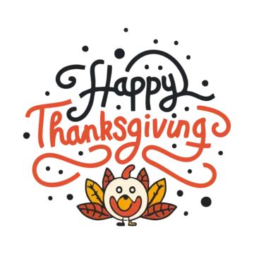 Happy Thanksgiving Day Typography Text Effect Banner Vector Transparent