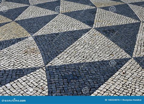 Traditional Portuguese Stone Mosaic Calcade Stock Photo Image Of