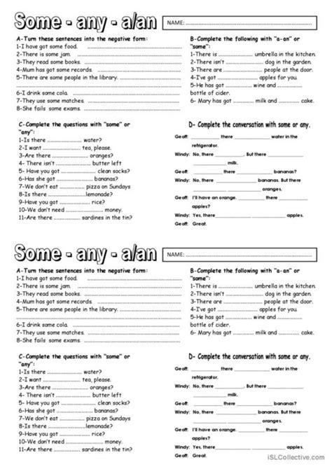 136 Some Or Any English Esl Worksheets Pdf And Doc