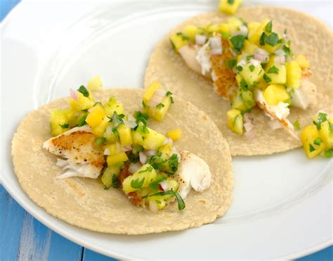 Fish Tacos With Pineapple Peach Salsa Kristines Kitchen