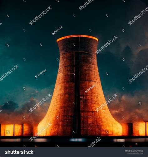 Nuclear Power Plant Night Clean Energy Stock Illustration 2192449621