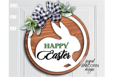 Happy Easter Sign Bunny Door Sign Svg Graphic By Joyfulunicorn