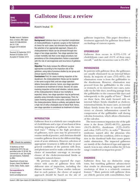 (PDF) Gallstone ileus: a review