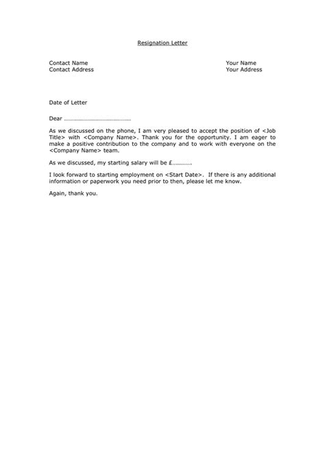 Microsoft Word Resignation Letter Template