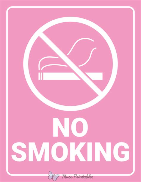 Printable Pink No Smoking Sign