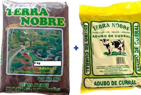 Kit Terra Adubada 5Kg Adubo Orgânico de Curral 1Kg Terra Nobre