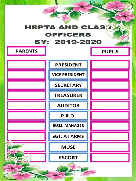 Homeroom Pta Officers Pdf