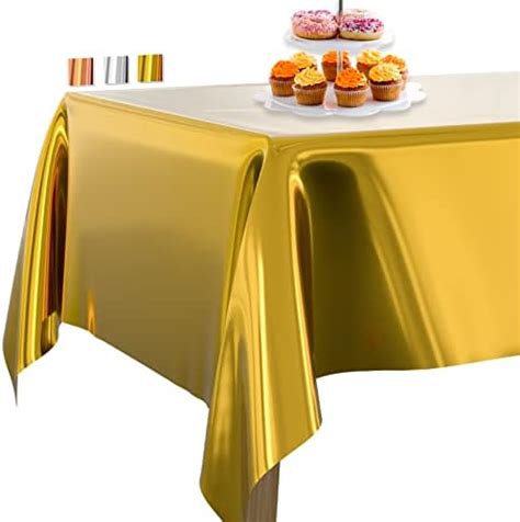 Elecland Plastic Gold Tablecloth Metallic Gold Plastic Tablecloth X