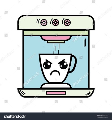 Kawaii Cute Angry Coffee Maker Technology Stock Vector Royalty Free