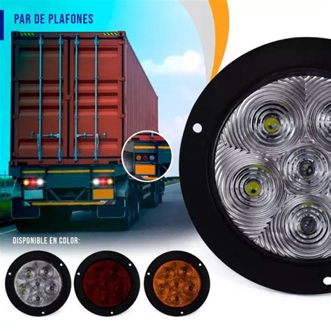 Par Plaf N Automotriz Redondo Leds Luz Fija Estrobo Cami N Meses