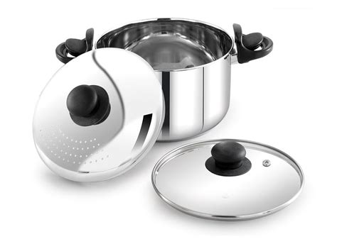 Buy Praylady Stainless Steel Strainer Pot With Glass Lid Liter