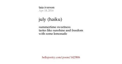 july (haiku) by taia - Hello Poetry