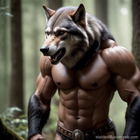 Muscular Anthropomorphic Wolf In Loincloth Stable Diffusion Online